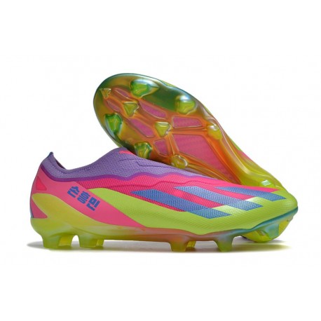adidas X Crazyfast.1 Laceless FG Korean Nights Son - Lucid Lemon Blå Rosa LIMITED EDITION