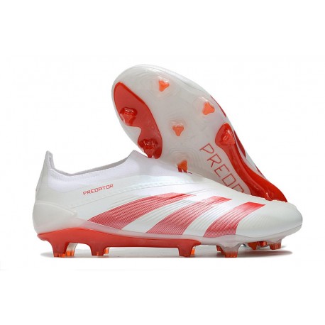 adidas Fotbollsskor Predator Elite Laceless FG Vit Röd 
