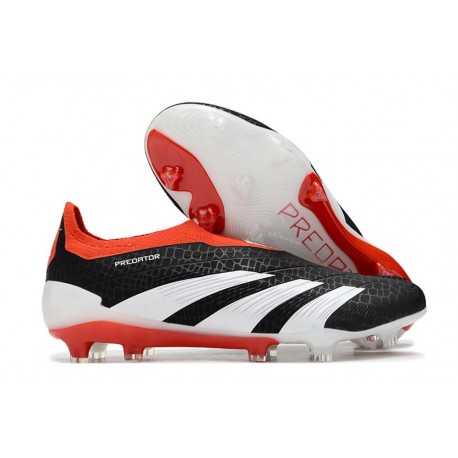 adidas Fotbollsskor Predator Elite Laceless FG Solar Energy Svart Vit Röd