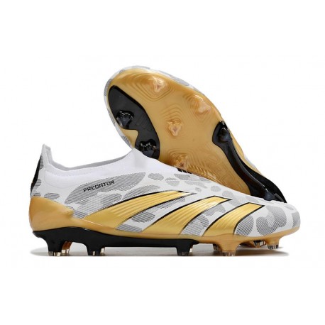 adidas Fotbollsskor Predator Elite Laceless FG Guld Vit Grå