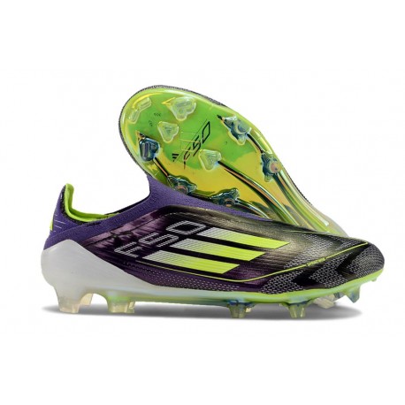Adidas F50 Elite Snörlös FG Fotboll Skor Lila Gul