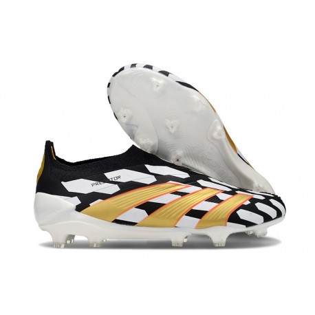 adidas Fotbollsskor Predator Elite Laceless FG Svart Vit Guld
