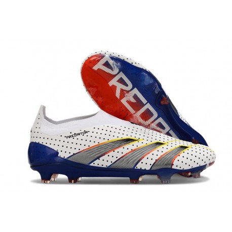adidas Fotbollsskor Predator Elite Snörlösa FG Vit Grå Blå Röd