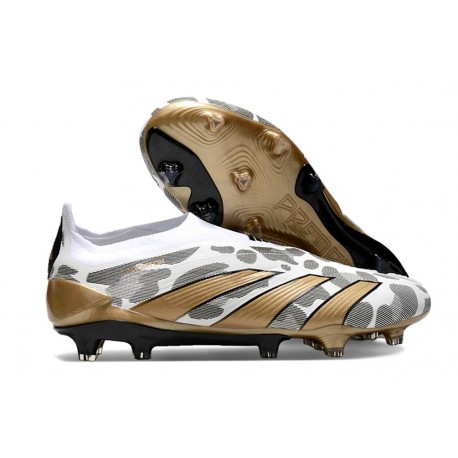 adidas Fotbollsskor Predator Elite Snörlösa FG Guld Vit Grå