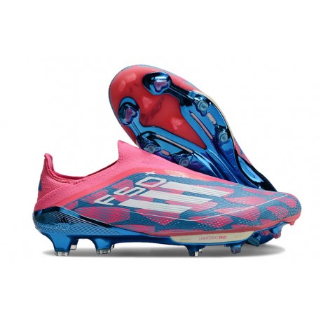 Fotbollsskor för Män Adidas F50+ Elite Snörlösa FG Blå Vit Rosa