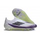 Adidas F50 Elite Snörlös FG Fotboll Skor X Messi Vit Svart Lila