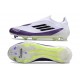 Adidas F50 Elite Snörlös FG Fotboll Skor X Messi Vit Svart Lila