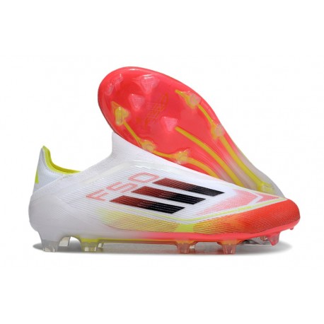 Adidas F50 Elite Snörlös FG Fotboll Skor Vit Röd Svart