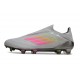 Adidas F50 Elite Snörlös FG Fotboll Skor Grå Rosa