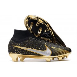 Nike Air Zoom Mercurial Superfly IX Elite FG Svart Guld Silver